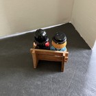 Vintage Boy And Girl Salt   Pepper Shaker Set On Wooden Bench