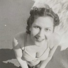 Vintage Snapshot Photo Beautiful 1940s Woman Taken From Above Pinup Swimsuit