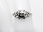 Antique 1920s  1500 Natural Alexandrite 18k White Gold Filigree Ring
