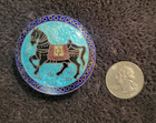 Vintage  999 Silver Cloisonn   Enamel Trinket Box Horse Motif Blue Floral Design