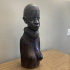 Hand Carved African Ebony Wood Bust Sculpture 19 1 2 Inches Tall  17 Pounds