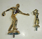 Pair Of Vintage Gold Metal Thophy Toppers  Bowling   Baseball  Free Shipping