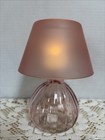 Large Beautiful Pink Glass Fairy Lamp W  Frosted Pink Shade   Courting Light 7x5