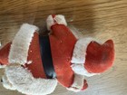 Vintage Mcm Flocked Santa Claus Figurine On Plastic Chimney Glitter 9    Tall