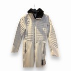  899 Obermeyer Down Katze Suit Women s Sz 8 Ski Suit 1 Piece White Faux Fur
