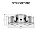 16x8 Ft Heavy Duty Steel Dual Swing Driveway Gate powder Coated horse Style
