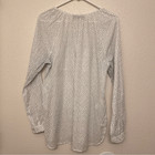 Loft White Semi Sheer Micro Polka Dot Blouse Pocket Front -m