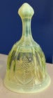 Vintage Fenton Uranium Vaseline Opalescent Glass Grape Pattern Bell Uranium Glow