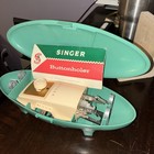 Vintage 1960 s Singer Buttonholer Pink Case W sewing Machine Attachments  n-3 