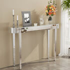 Console Table Mirrored Silver Entryway Long Accent Narrow Table Glass Sofa Foyer