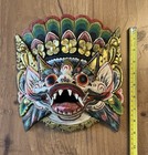 Balinese Wooden Berong Dragon Mask Hand Carved   Painted Ceremonial Wall Decor