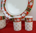 5 Pc Charlton Hall By Kobe Christmas Hostess Set Shakers platter creamer   Sugar