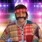 60 s70 s Hippie Adult Costume  Wig Headband Glass Moustache side Burn