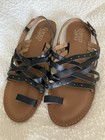 Franco Sarto Y2k Black Studded Gladiator Sandals Toe Loop Strappy Sz 8 M
