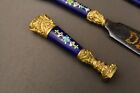Antique French Gilt Metal Enamel Writing Desk Set 19th Century