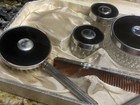 Vintage 1930s Art Deco  Black Vanity Dresser Set In Box