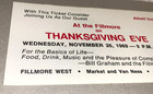 Bill Graham 1969 Private Party Concert Ticket Thanksgiving Eve Fillmore West Usa