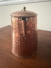 Vintage Hammered Copper Tea coffee Pot With Brass Copper Decor  Made In Turkey