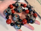 Vintage Huge Chinese Cinnabar Cloisonne Bead Necklace 