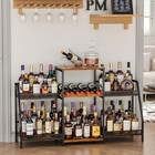 Liquor Cabinet Freestanding Floor  4 Tier Trapezoidal Wine Rack  Bar Cabinet