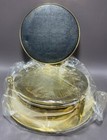 Vintage New In Original Packaging Etched Brass Plated 7 Piece Coaster Set