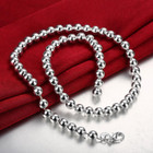 Mens Womens 925 Sterling Silver 10mm Hollow Balls Beads 20  Chain Necklace  n140