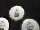 Vintage  3 European  Porcelain Small  Wall Plate Nautical Clipper Sail Ship Boat