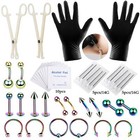 42pcs Professional Piercing Kit Piercing Needles Nose Belly Nipple Ring 14g 16g