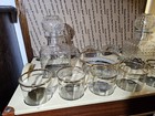 Vintage Gold Crest Barset Caddy Barware Tantalus Set Candle Ash Tray Candy Dish