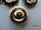 Chanel 9 Buttons Black  Gold Tone Metal  Faux Pearl Cc   18mm So Pretty Lot 9