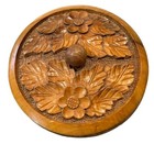 Trinket Jewelry Box Turned   Carved Wooden 6    Bowl W lid Vintage Round Handmade