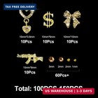 100pcs Gold Nail Charms And Gems Y2k Nail Charms Bulk 3d Hearts  Dollars  Bow  G