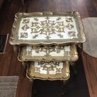 Vintage Set Of 3 Hollywood Regency Florentine Nesting Tables Italy Plastic