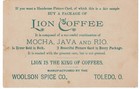 1800s Victorian Trade Card Woolson Spice Lion Coffee Egyptian Desert Pyramids