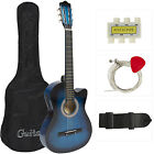 38  Acoustic Guitar Bundle Instrument Design With Guitar Case  Strap  Blue New