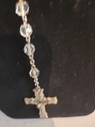 Gorgeous Vintage Sterling Silver Rosary Crucifix Crystal Facet Beads From Italy