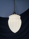 Restored Antique Vtg Art Deco Glass Acorn Pendant Light 1910s 1920s Copper Brass