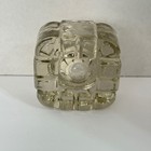 Vintage Heavy Glass Inkwell Square Octagon Shape Clear Heavy Glass Desk Decor