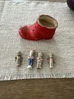 Vintage  old Woman Who Lived In A Shoe  Bisque Dolls Rare Set Japan 1930s-40s