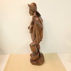 Hand Carved Wood Musician Statue Folk Art Guitar Player Figurine Unique Decor