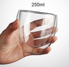 Double Wall Glass Tumbler Crystal Wine Drinking Cups Lead Free Set Of 2