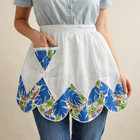 60s Sheer Blue Floral Waist Apron Cabin Print Home Sewn Free Shipping