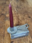 Vintage Handmade Pressed Tin Matchbox Candle Holder Chamber Primitive No Matches