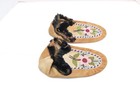 Vintage Cree Indian Floral Leather Beaded Moccasins Native American 7 