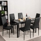 Set Of 6 Dining Chair High Back Metal Frame Pu Kitchen Chairs Restaurant Black