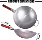 13 4  Carbon Steel Wok Hand Hammered Chinese Wok Pan Set 8 Pcs Accessories