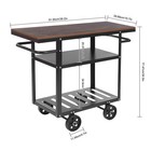 Industrial 3-tier Rolling Bar Cart 36in Kitchen Serving Cart Brown