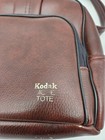 Kodak Movie Tote Brown Leather Vintage Two Zipper Pockets Strap