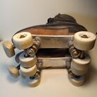 Vintage Riedell Chicago Custom Black Leather Roller Skates Red Wing Size 9