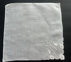 A  Vintage White Hankie Madeira Style Hand Embroidered Monogram M Wedding Bride